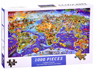 Vzdelávacie puzzle kontinenty mapa sveta 1000 ELE