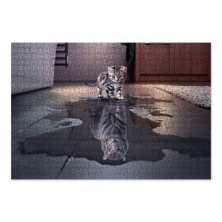 Kartón puzzle 1000 ks-mačka a tiger