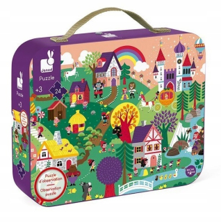 Pozorovacie puzzle v kufri Rozprávky 24 El Janod