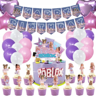 Balóny na párty - Roblox dievčatá narodeniny dekorácie