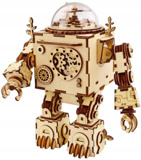 RoboTime drevený model. Steampunk Robot