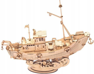 Robotime Drevený model puzzle 3D rybárska loď