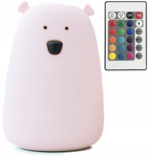 Nočná lampa do detskej izby - Králičie Friends Silicone Lamp Teddy Bear Pink Pilot