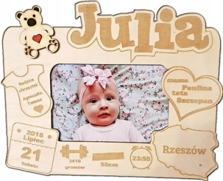Obraz do detskej izby - Frame Gift Metric Krst 1 narodeniny dieťa