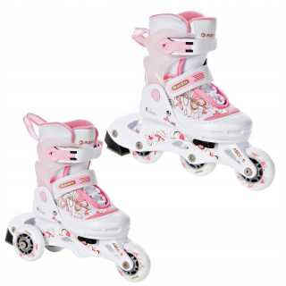 Korčule pre deti - Roller Wrotki 2v1 RAVEN Laguna White / Pink 26-29