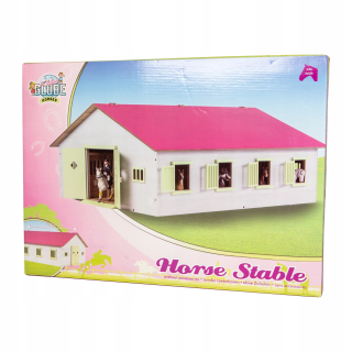 Ružový drevený stodol pre kone s 7 boxmi