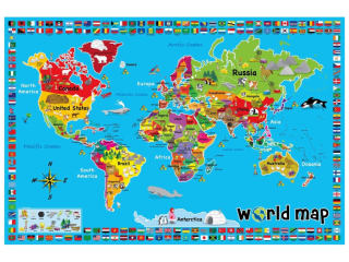 Vzdelávacia podložka pre deti - Russell Vzdelávacie Mat World Map 92 x 62 cm