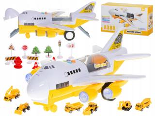 Lietadlo pre deti - Lietadlo Transporter so stavebnými vozy Bok / Front