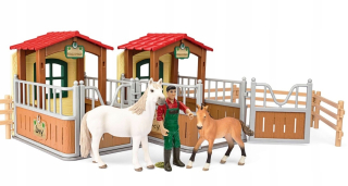 Schleich 72116 Otvoriť stodola 2 Skrinky 2 Kone
