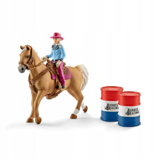 Schleich Cowgirl v závode cez barel 41417
