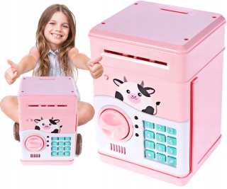 Pokladnička pre deti - Safe Piggy Bank ATM na minciach bankovkách o PIN