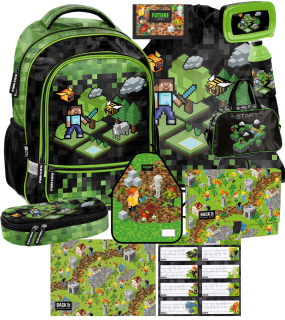 SADA 11 PRVKOV MINECRAFT SCHOOL BATOH PIXEL HRA MINECRAFT BATOH