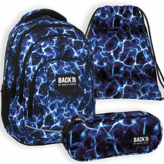 ZÁLOŽNÝ ŠKOLSKÝ BATOH PRE MLÁDEŽ, 4 priehradky, VODA NAVY BLUE SKY