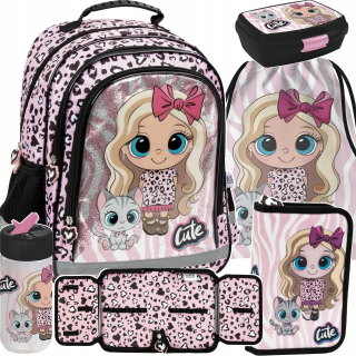 Viackomorový školský batoh Derform biely, čierny, Odtiene hnedej a béžovej, Odtiene modrej, Odtiene ružovej, Odtiene sivej a striebornej, Multicolor 18 l + 4 ďalšie produkty