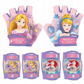 CHRÁNIČE NA BICYKLE PRINCESS DISNEY KOLENÁ LAKTE + ochranné rukavice Seven Princess