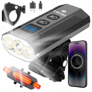 SET LED BICYKELOVÉ LAMPY, SILNÉ PREDNÉ + ZADNÉ