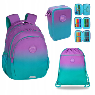 CoolPack viackomorový školský batoh Odtiene fialovej, Odtiene modrej, Odtiene zelenej 21 l