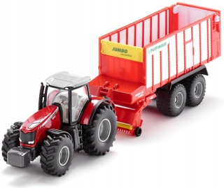 Traktor - Siku 1987 Traktor Massey Ferguson s prívesom 1:50
