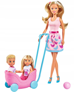 Bábika Barbie - SIMBA Steffi Doll Opatrovateľka Evi a Timi