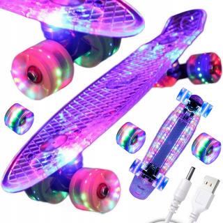 USB SKATEBOARDOVÁ DOSKA S PLNO SVIETIACIMI KOLIESKAMI LED TABUĽA