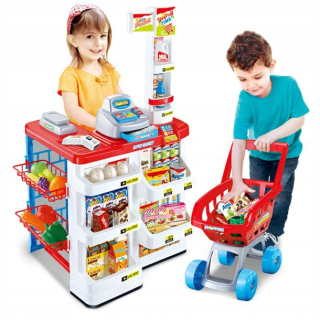 Detská pokladňa - obchod - Shop + Fiškálna pokladnica + Skener + Trolley + Hmotnosť