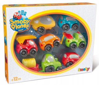 Gazáž pre autíčka - Smoby Vroom Planet Big set vozidiel 7 vozov