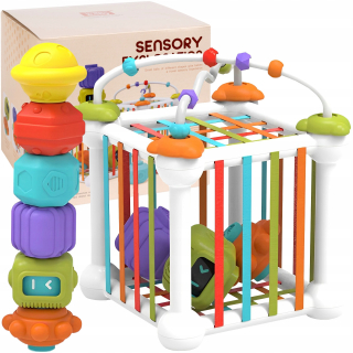 TRIEDAČ BLOKOV FLEXIBILNÉ MONTESSORI SENZORICKÉ KOCKY GUMY 6 BLOKOV