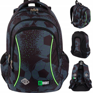 ST.RIGHT viackomorový školský batoh, čierny, Odtiene zelenej, 20 l