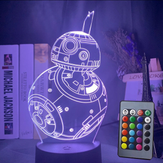Nočná lampa do detskej izby - Star Wars nočná lampa 3D LED + PILOT 79 AU