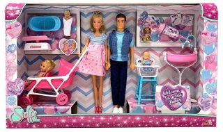 Bábika Barbie - Steffi rodina s tromi 5733426 SIMBA