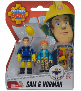 Rozprávková postavička - Požiarnik Sam 2 Obrázky Sam a Norman + príslušenstvo