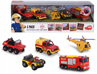Rozprávkové autíčko - Fireman Sam 5 vozidlá Jupiter light Sound