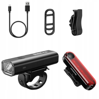 Svetlá na bicykel SuperFire BL09 450 lm batéria + zadné svetlá na bicykel Superfire BTL01 červené