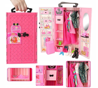 Bábika Barbie - Šatníková skriňa na oblečenie Barbie Darderoba Kufor + topánky