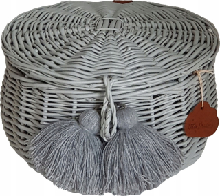 Úložný box - Wicker Rakva Bright Gray Chwosty Boho