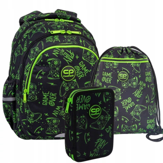 CoolPack viackomorový školský batoh, čierny, Odtiene zelenej, 21 rokov