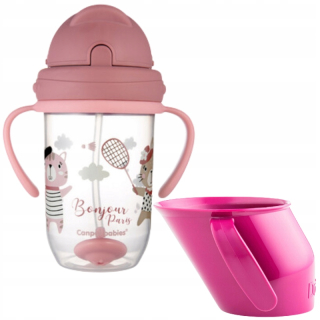 Doidy Cup Pohár na učenie sa piť 3m+ ružový + Canpol Babies Bonjour Paris nevylievací pohár 270 ml