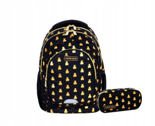 Viackomorový školský batoh AstraBag, čierny, Odtiene žltej a zlatej, 20 l