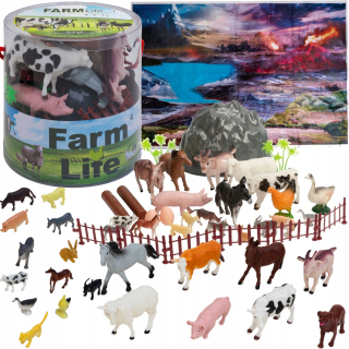 Set v tube, farma, farmárske zvieratká, figúrky, farma, 34 ks