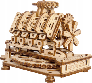 Motor V8 Mechanické Drevené Puzzle