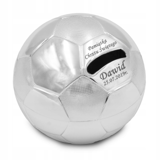 Pokladnička pre deti - Prasiatko Futbal s gravírovaním Krst