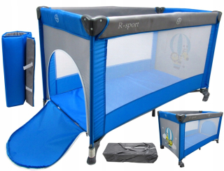 Cestovná postieľka R-Sport 65 x 125 cm, odtiene modrej