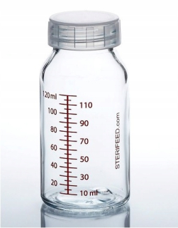 Sklenená dojčenská fľaša s objemom 120 ml
