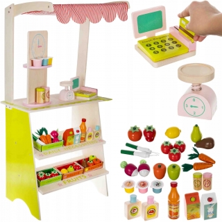 Detská pokladňa - obchod - Supermarket Obchod Drevené Straight Deti + Pokladničné