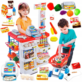Detská pokladňa - obchod - Supermarket store Kasa pre deti Straegan + kôš