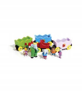 Dráha pre deti, stavebnica - ELEPHANT Babar Drevený vlak s figúrkami Figurines