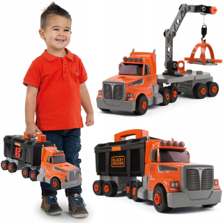 Tatra, nákladné auto - SMOBY autožeriav 3v1 Black + Decker Nástroje