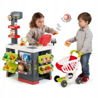Detská pokladňa - obchod - SMOBY Red Supermarket Elektronické peniaze