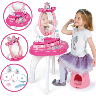 Detský kozmetický stolík - Smoby Hello Kitty Toaletka 2w1 z krzesełkiem Lustr