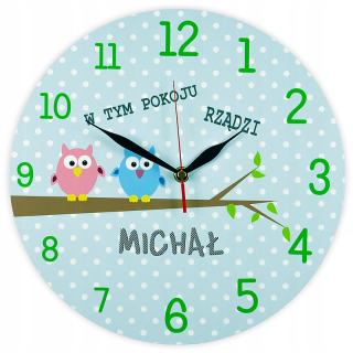 Hodiny do detskej izby - Owl tiché hodiny tečie personalizácie